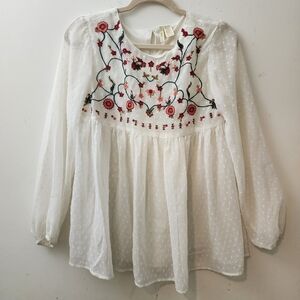 Embroidered Babydoll Empire Waist Clip Dot Fairy Cottagecore Boho Ethereal Flowy